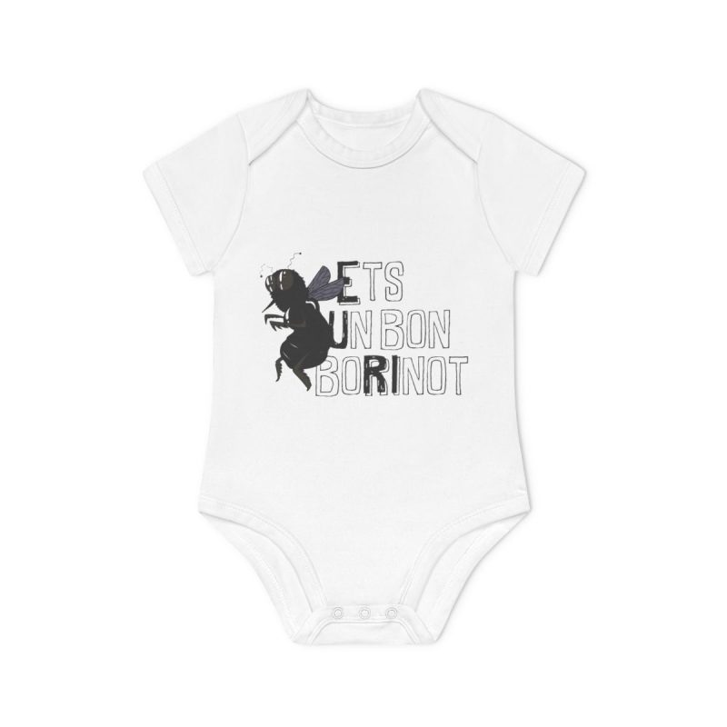 Body bebe manga corta organico - Blanco - Camiseta «Ets un bon borinot»