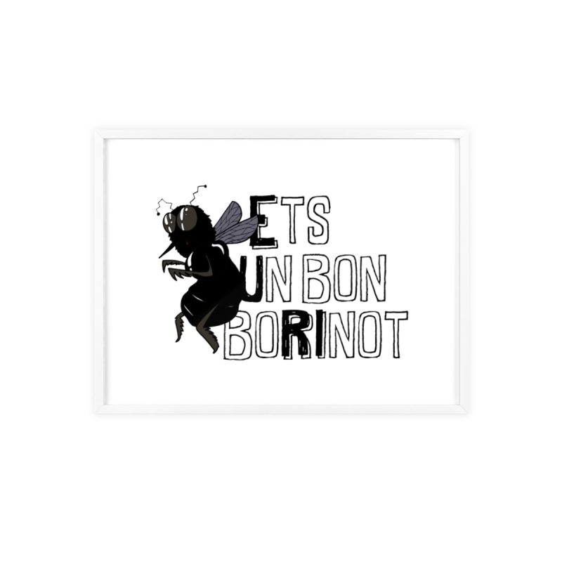 Poster con marco de madera - Marco blanco - Camiseta «Ets un bon borinot»