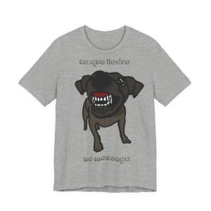 Camiseta jersey manga corta - Gris jaspeado - Camiseta «Ca que lladra no mossega»
