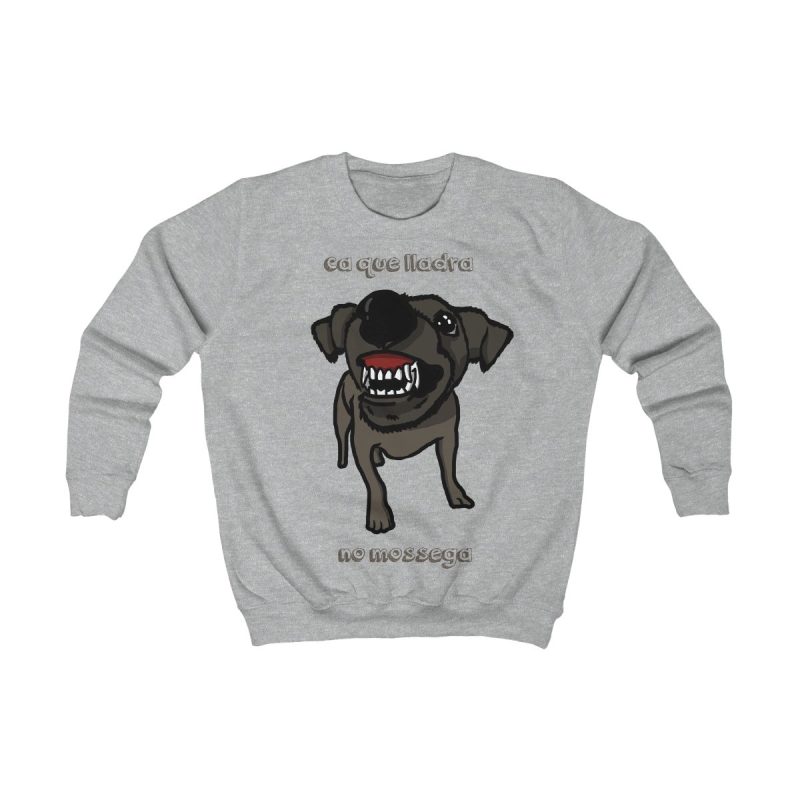 Sudadera infantil - Gris jaspeado claro - Camiseta «Ca que lladra no mossega»
