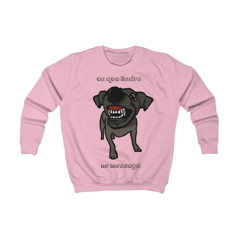 Sudadera infantil - Rosa bebe - Camiseta «Ca que lladra no mossega»