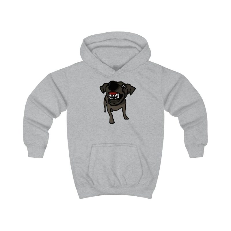 Sudadera con capucha infantil - Gris jaspeado claro - Camiseta «Ca que lladra no mossega»