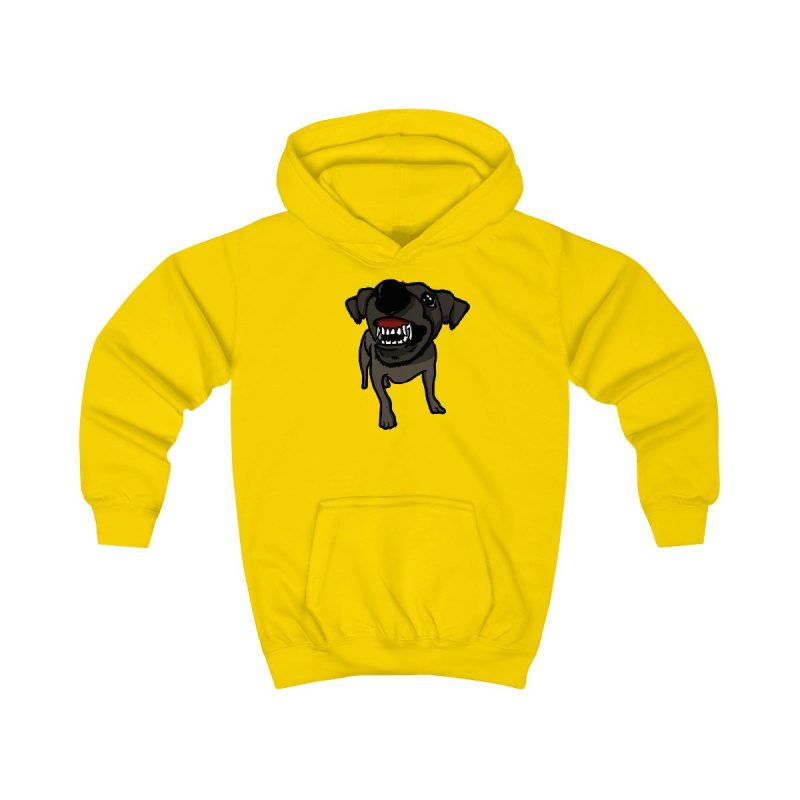 Sudadera con capucha infantil - Amarillo sol - Camiseta «Ca que lladra no mossega»