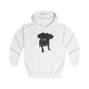 Sudadera con capucha y cremallera - Blanco artico - Camiseta «Ca que lladra no mossega»