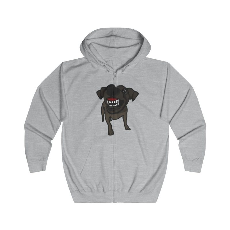 Sudadera con capucha y cremallera - Gris jaspeado claro - Camiseta «Ca que lladra no mossega»