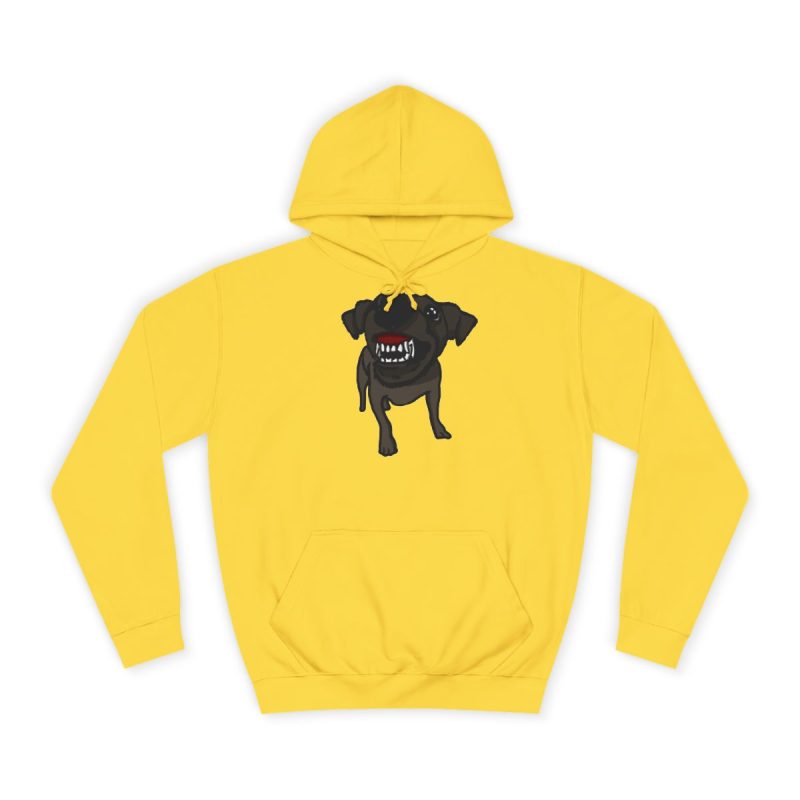 Sudadera universitaria - Amarillo sol - Camiseta «Ca que lladra no mossega»