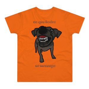 Camiseta hombre punto liso - Naranja - Camiseta «Ca que lladra no mossega»