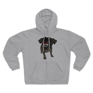 Sudadera capucha con cremallera premium - Gris jaspeado claro - Camiseta «Ca que lladra no mossega»