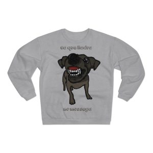Sudadera cuello redondo premium - Gris jaspeado claro - Camiseta «Ca que lladra no mossega»
