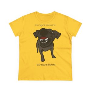 Camiseta mujer algodon medio - Amarillo margarita - Camiseta «Ca que lladra no mossega»