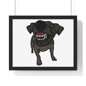 Poster enmarcado horizontal - Negro - Camiseta «Ca que lladra no mossega»