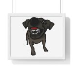 Poster enmarcado horizontal - Blanco - Camiseta «Ca que lladra no mossega»
