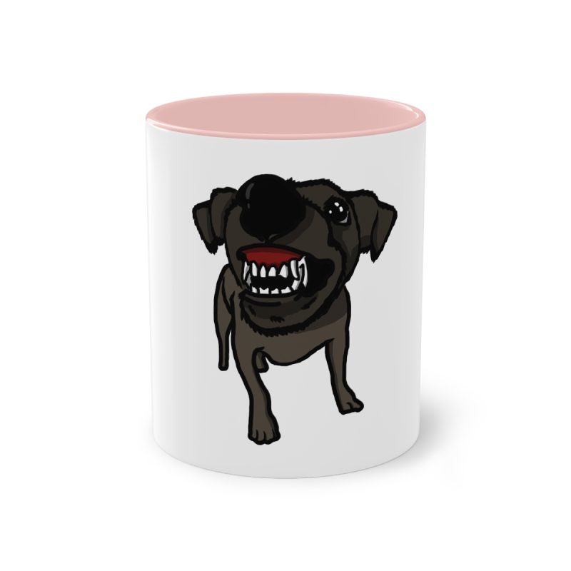 Taza bicolor - Rosa - Camiseta «Ca que lladra no mossega»