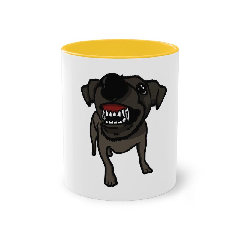 Taza bicolor - Amarillo dorado - Camiseta «Ca que lladra no mossega»