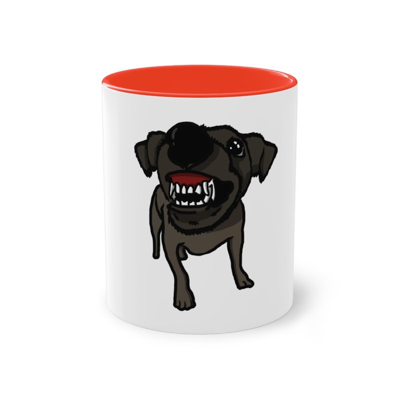 Taza bicolor - Rojo - Camiseta «Ca que lladra no mossega»