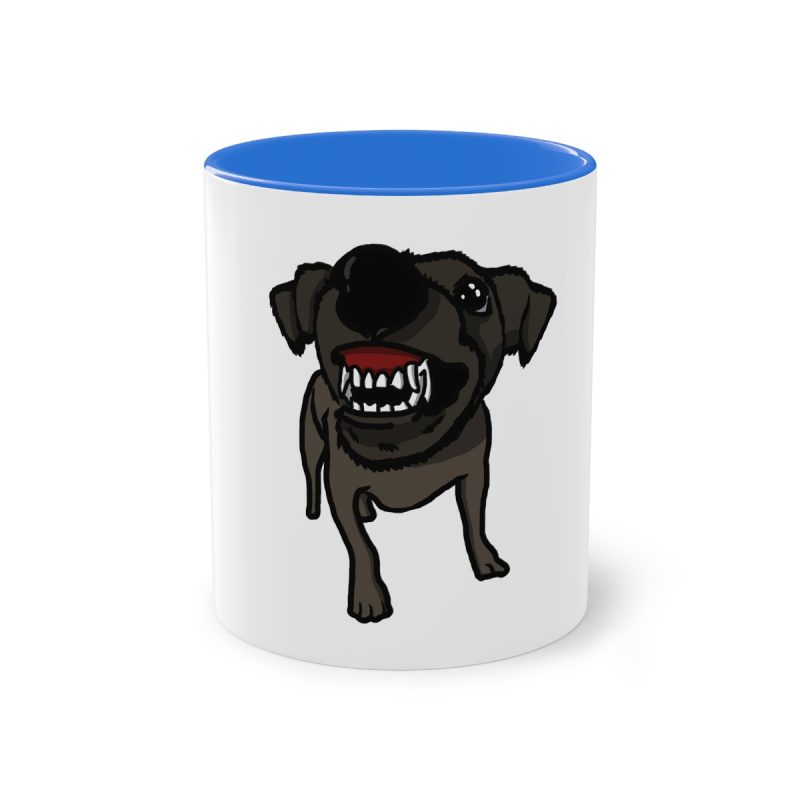 Taza bicolor - Azul Cambridge - Camiseta «Ca que lladra no mossega»
