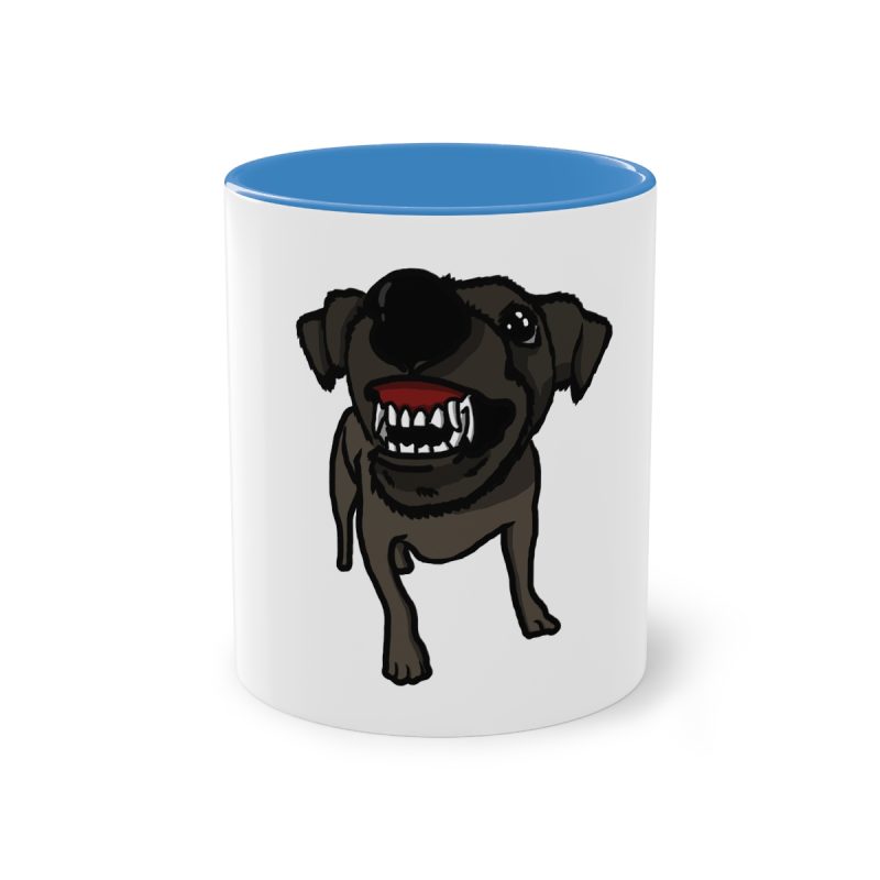 Taza bicolor - Azul claro - Camiseta «Ca que lladra no mossega»
