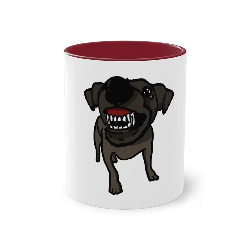 Taza bicolor - Granate - Camiseta «Ca que lladra no mossega»