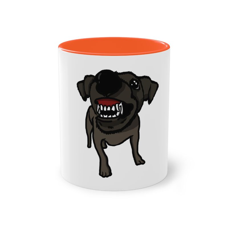 Taza bicolor - Naranja - Camiseta «Ca que lladra no mossega»