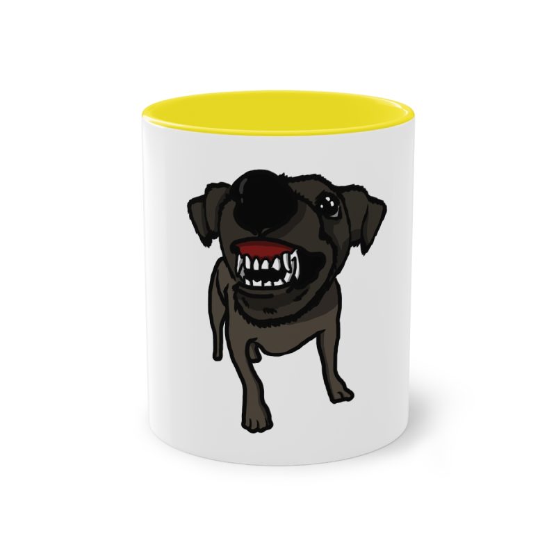Taza bicolor - Amarillo - Camiseta «Ca que lladra no mossega»