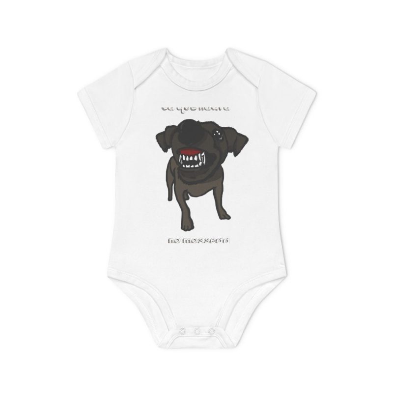 Body bebe manga corta organico - Blanco - Camiseta «Ca que lladra no mossega»