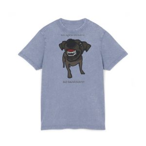 Camiseta lavado acido cuello redondo - Azul vintage - Camiseta «Ca que lladra no mossega»