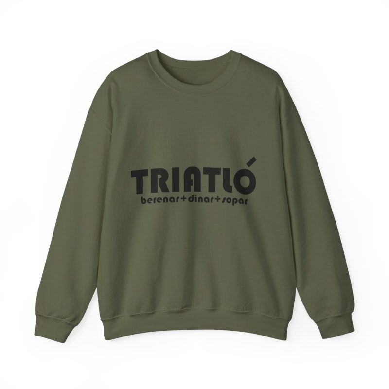 Sudadera cuello redondo - Verde militar - Triatló: berenar + dinar + sopar