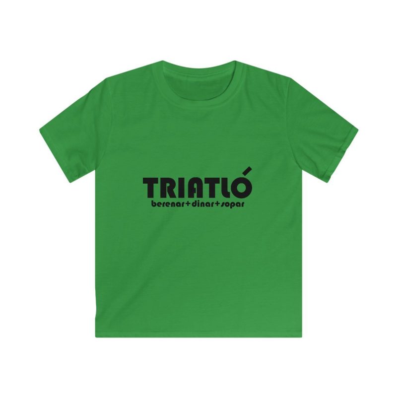 Camiseta infantil Softstyle - Verde irlandes - Triatló: berenar + dinar + sopar