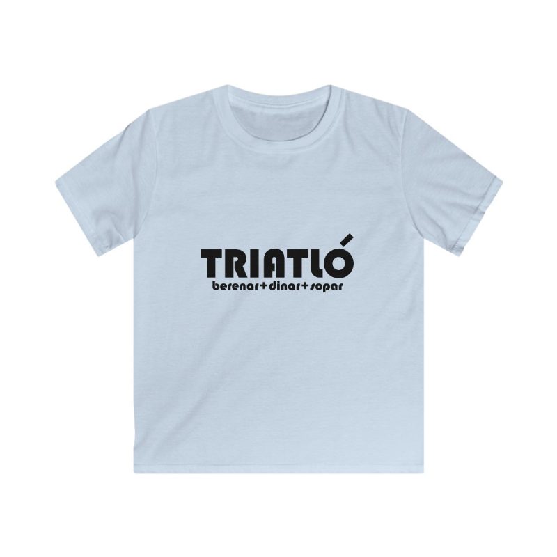 Camiseta infantil Softstyle - Azul claro - Triatló: berenar + dinar + sopar