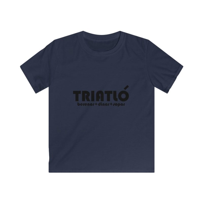 Camiseta infantil Softstyle - Azul marino - Triatló: berenar + dinar + sopar