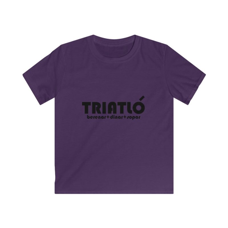Camiseta infantil Softstyle - Morado - Triatló: berenar + dinar + sopar