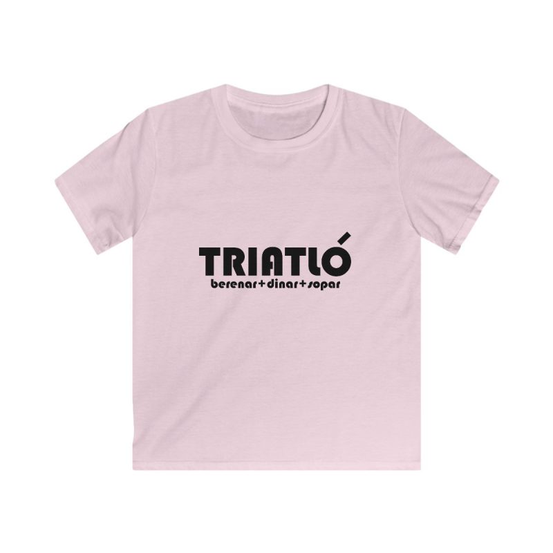 Camiseta infantil Softstyle - Rosa claro - Triatló: berenar + dinar + sopar