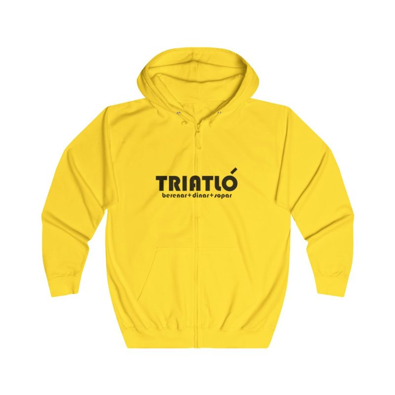 Sudadera con capucha y cremallera - Amarillo sol - Triatló: berenar + dinar + sopar