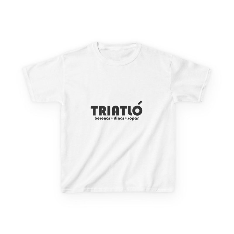 Camiseta infantil algodon grueso - Blanco - Triatló: berenar + dinar + sopar