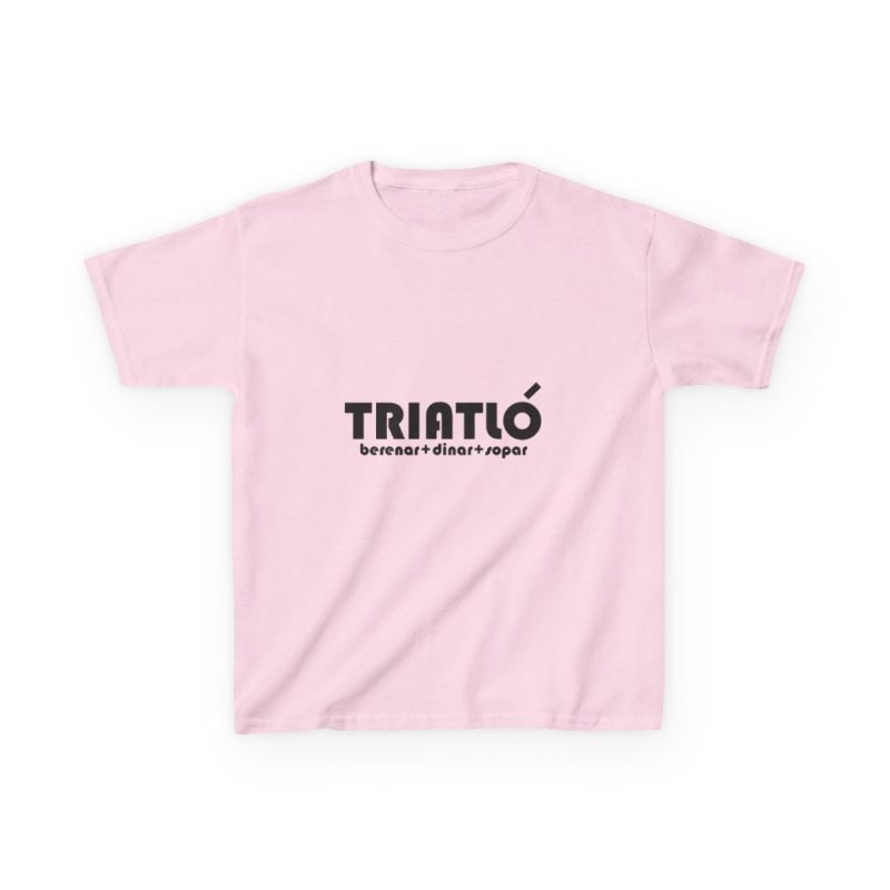 Camiseta infantil algodon grueso - Rosa claro - Triatló: berenar + dinar + sopar