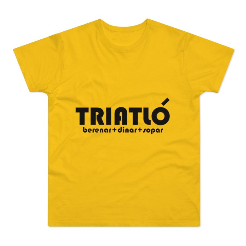 Camiseta hombre punto liso - Amarillo dorado - Triatló: berenar + dinar + sopar