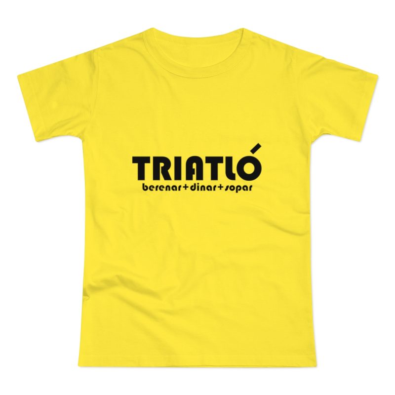 Camiseta mujer punto liso - Amarillo solar - Triatló: berenar + dinar + sopar