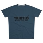Camiseta hombre corte moderno - Azul vaquero - Triatló: berenar + dinar + sopar Camiseta hombre corte moderno - Azul vaquero - Triatló: berenar + dinar + sopar