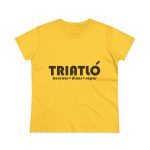 Camiseta mujer algodon medio - Amarillo margarita - Triatló: berenar + dinar + sopar Camiseta mujer algodon medio - Amarillo margarita - Triatló: berenar + dinar + sopar