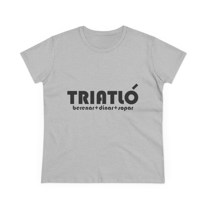 Camiseta mujer algodon medio - Gris deportivo - Triatló: berenar + dinar + sopar