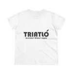 Camiseta mujer algodon medio - Blanco - Triatló: berenar + dinar + sopar Camiseta mujer algodon medio - Blanco - Triatló: berenar + dinar + sopar