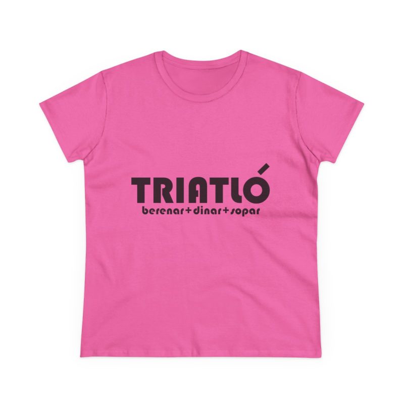 Camiseta mujer algodon medio - Rosa azalea - Triatló: berenar + dinar + sopar