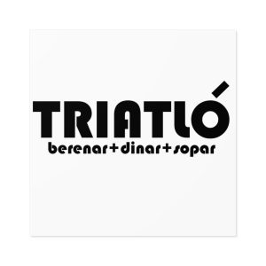 Pegatinas laminadas cuadradas - Triatló: berenar + dinar + sopar