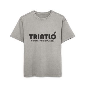 Camiseta oversize lavado acido - Gris asfalto - Triatló: berenar + dinar + sopar