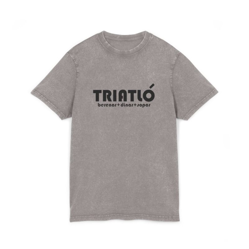 Camiseta lavado acido cuello redondo - Gris asfalto - Triatló: berenar + dinar + sopar