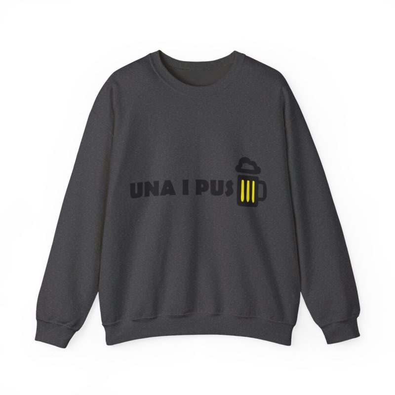Sudadera cuello redondo - Gris oscuro jaspeado - Camiseta «Una i pus» cervessa