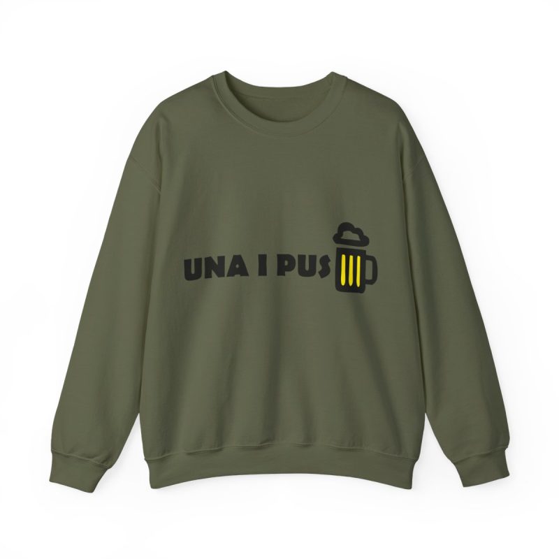 Sudadera cuello redondo - Verde militar - Camiseta «Una i pus» cervessa