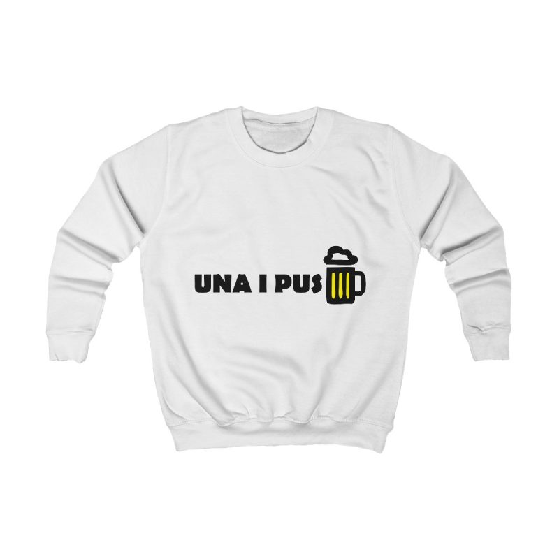 Sudadera infantil - Blanco artico - Camiseta «Una i pus» cervessa Sudadera infantil - Blanco artico - Camiseta «Una i pus» cervessa