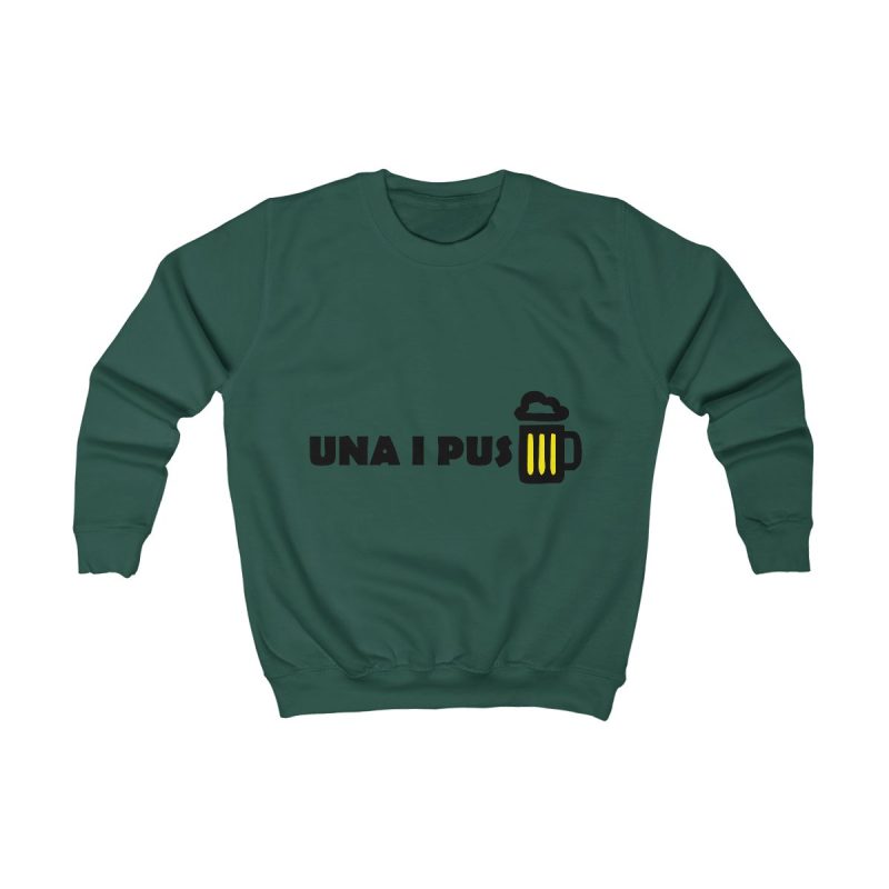 Sudadera infantil - Verde botella - Camiseta «Una i pus» cervessa
