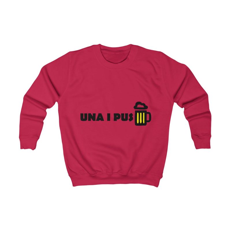 Sudadera infantil - Rojo fuego - Camiseta «Una i pus» cervessa